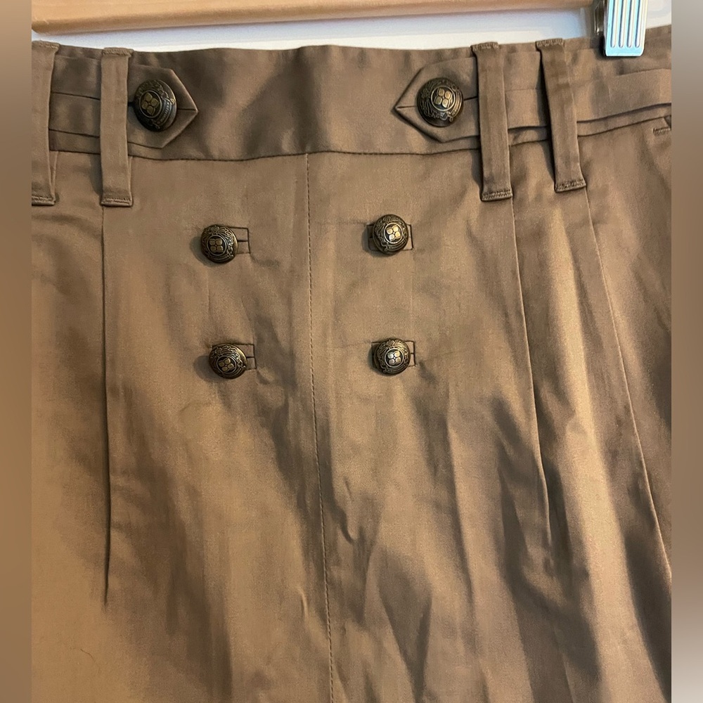 BCBGMAXAZRIA Double-Breasted Button Front Brown Mini Skirt - Picture 2 of 7